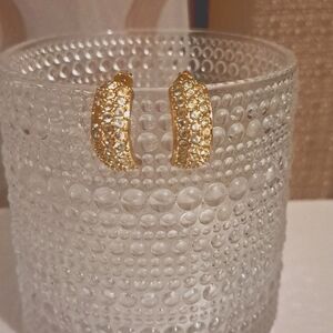 Vintage Roman Signed Gold Tone Rhinestone Earrings